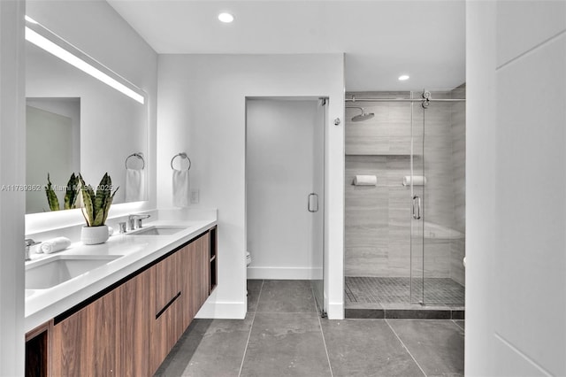 1389 SW 22nd Ter, Miami, FL 33145 - full bathroom featuring a sink, recessed lighting, a shower stall, and toilet