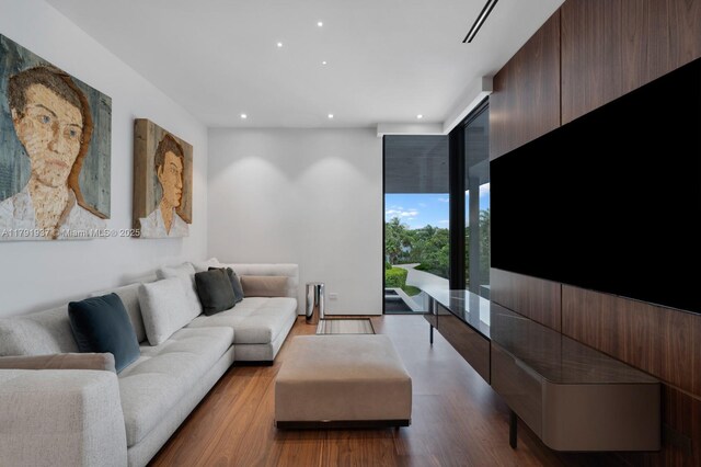 11404 N Bayshore Dr, North Miami, FL 33181 - living room with wood finished floors and recessed lighting