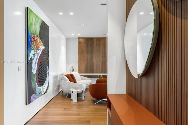 11404 N Bayshore Dr, North Miami, FL 33181 - entryway featuring light wood-style flooring and recessed lighting