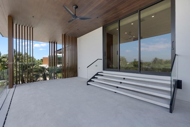 11404 N Bayshore Dr, North Miami, FL 33181 - view of patio featuring ceiling fan and entry steps
