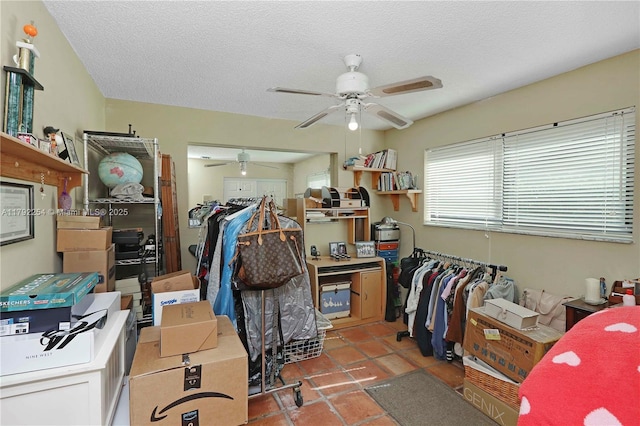 interior space with a ceiling fan