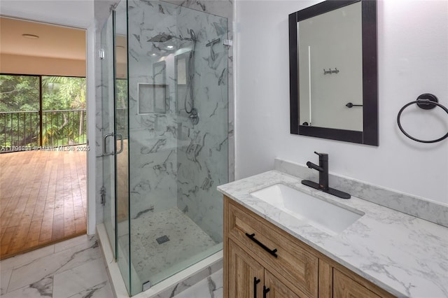 3905 Adra Ave Unit J-46B, Doral, FL 33178 - full bath with vanity, a marble finish shower, and marble finish floors