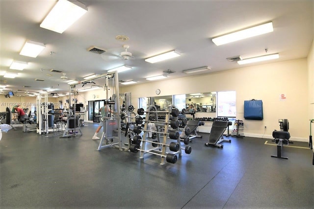 1101 Bahama Bnd Unit B2, Coconut Creek, FL 33066 - gym featuring visible vents and ceiling fan