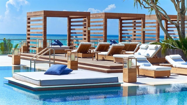 community pool with a water view