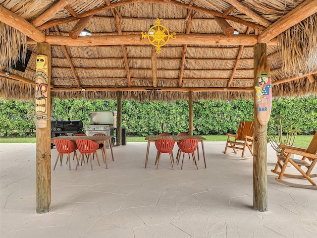 view of patio featuring a gazebo