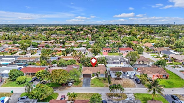 birds eye view of property with a residential view