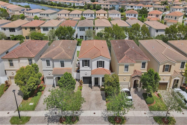 drone / aerial view with a residential view