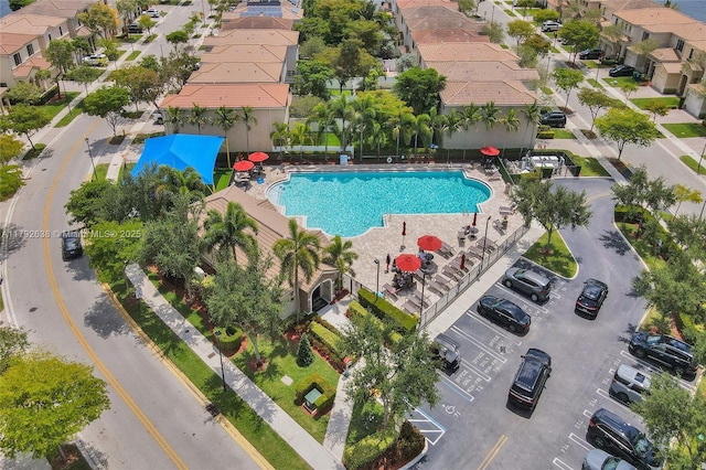 drone / aerial view with a residential view