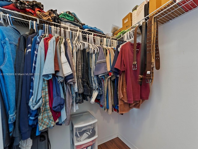 spacious closet with wood finished floors
