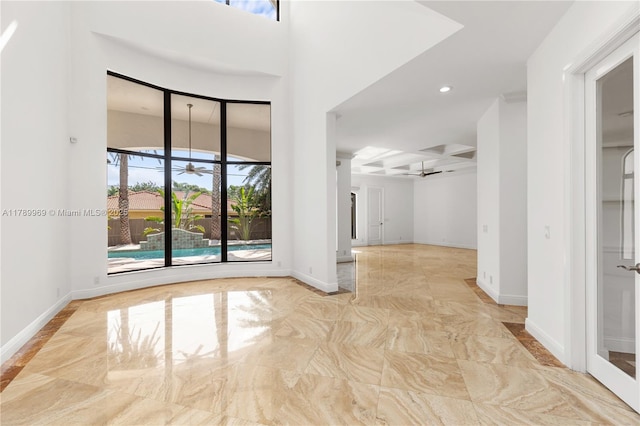 260 NE Wavecrest Ct, Boca Raton, FL 33432 - unfurnished room with ceiling fan, recessed lighting, and marble finish floors