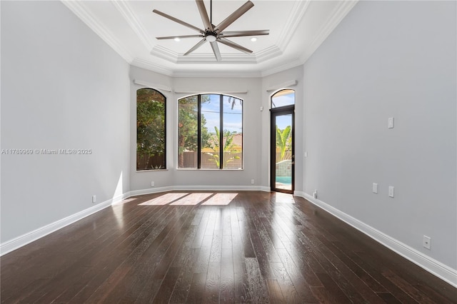 260 NE Wavecrest Ct, Boca Raton, FL 33432 - spare room with a ceiling fan, wood-type flooring, and crown molding
