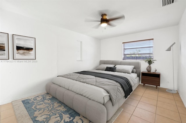 6451 Coolidge St, Hollywood, FL 33024 - bedroom with light tile patterned floors, baseboards, a ceiling fan, and visible vents