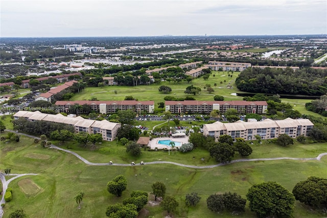drone / aerial view with golf course view