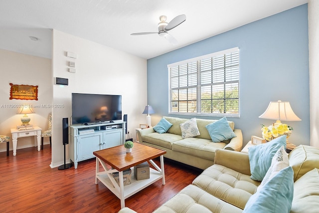 13127 SW 42nd St Unit 6203, Miramar, FL 33027 - living area with a ceiling fan and dark wood finished floors