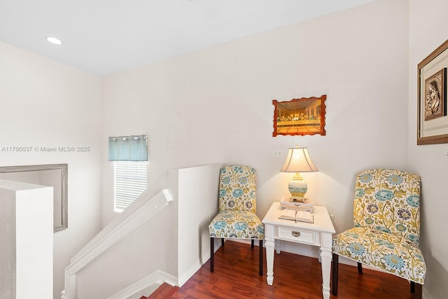 13127 SW 42nd St Unit 6203, Miramar, FL 33027 - living area with baseboards, recessed lighting, wood finished floors, and an upstairs landing