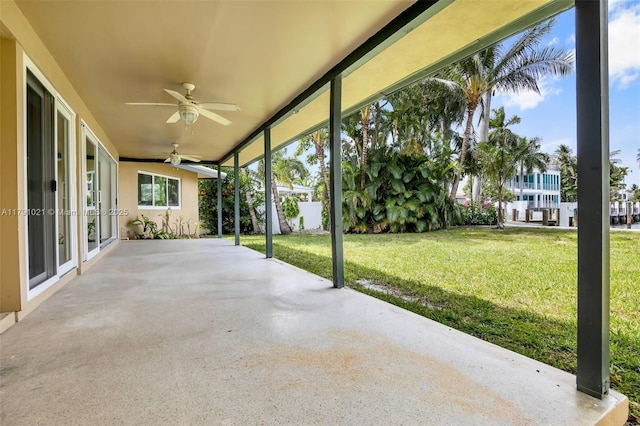 view of patio with ceiling fan