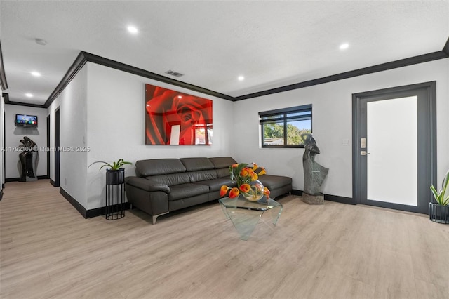 11981 SW 178th Ter, Miami, FL 33177 - living area with ornamental molding, recessed lighting, wood finished floors, and visible vents