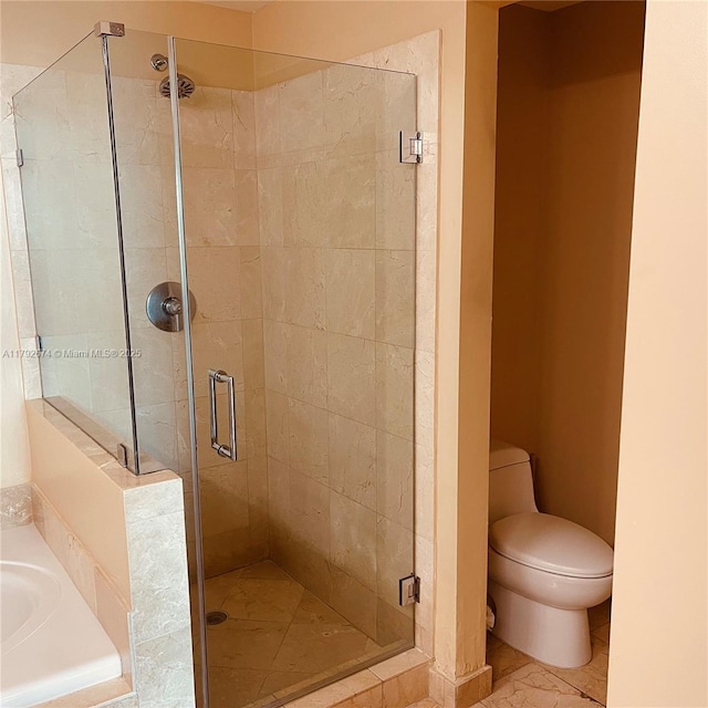 3330 NE 190th St Unit 716, Aventura, FL 33180 - bathroom featuring toilet, a shower stall, a bath, and marble finish floor