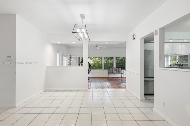 7920 SW 132nd St, Pinecrest, FL 33156 - spare room with a sink, baseboards, a ceiling fan, and recessed lighting