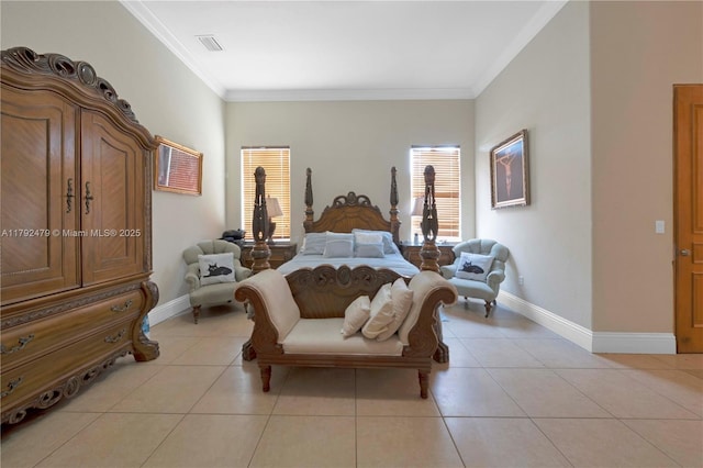 7761 SW 122nd Ave, Miami, FL 33183 - bedroom featuring ornamental molding, baseboards, and light tile patterned flooring
