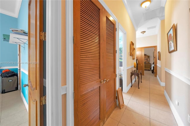 7761 SW 122nd Ave, Miami, FL 33183 - hall with ornamental molding and light tile patterned flooring