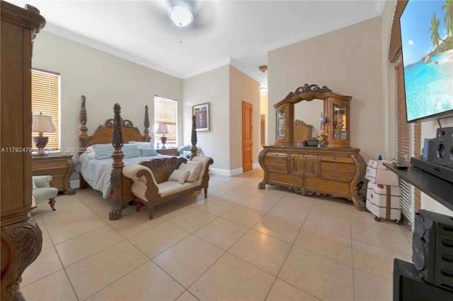 7761 SW 122nd Ave, Miami, FL 33183 - bedroom with crown molding, light tile patterned floors, and baseboards