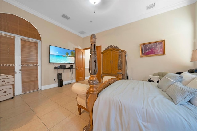 7761 SW 122nd Ave, Miami, FL 33183 - bedroom featuring light tile patterned floors, ornamental molding, and baseboards