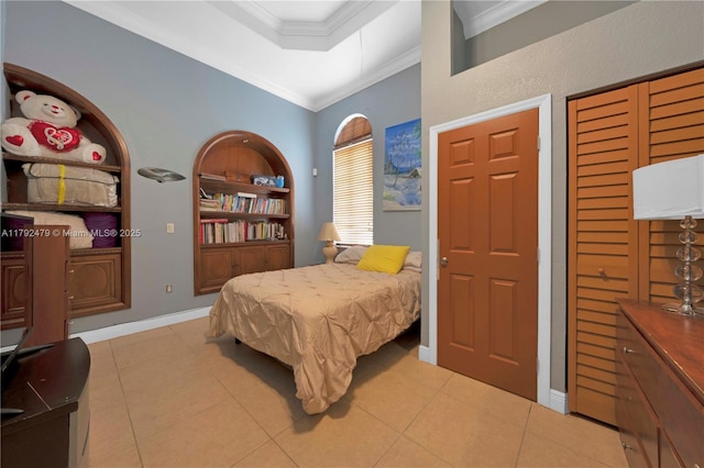 7761 SW 122nd Ave, Miami, FL 33183 - bedroom featuring crown molding, light tile patterned floors, and baseboards