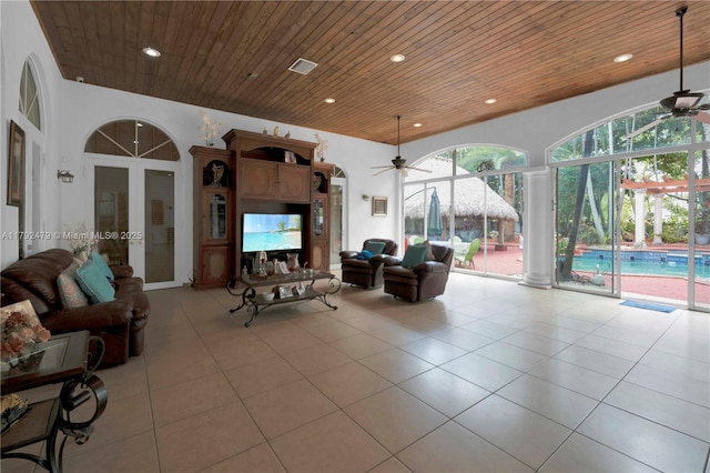 7761 SW 122nd Ave, Miami, FL 33183 - view of patio / terrace featuring outdoor lounge area, a ceiling fan, and an outdoor pool