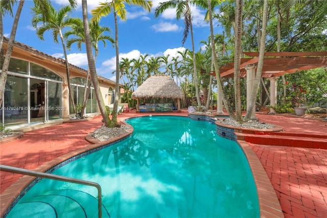 7761 SW 122nd Ave, Miami, FL 33183 - outdoor pool with a gazebo, a patio, and a pergola