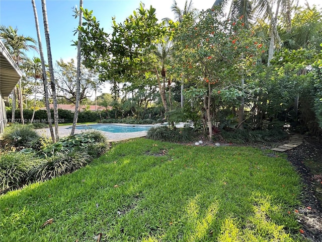 view of yard featuring an outdoor pool