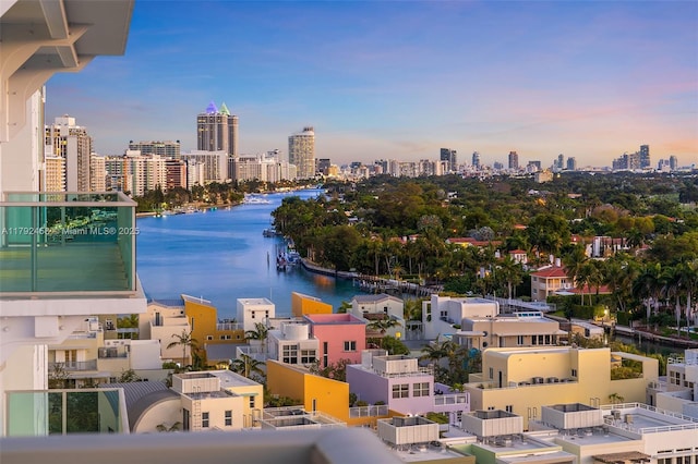 property view of water with a city view