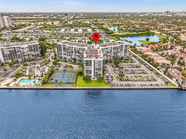 1000 Parkview Dr Unit 329, Hallandale Beach, FL 33009 - birds eye view of property featuring a city view and a water view