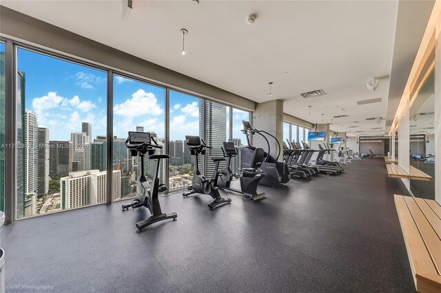 151 SE 1st St Unit 1706, Miami, FL 33131 - gym with a view of city and visible vents