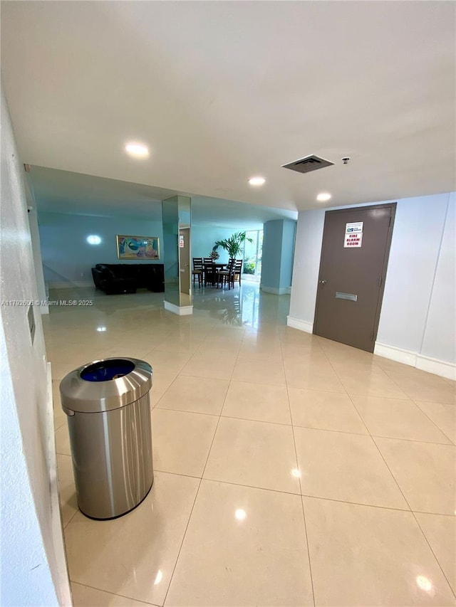 1700 NW N River Dr Unit 501, Miami, FL 33125 - hallway featuring recessed lighting, tile patterned floors, visible vents, and baseboards