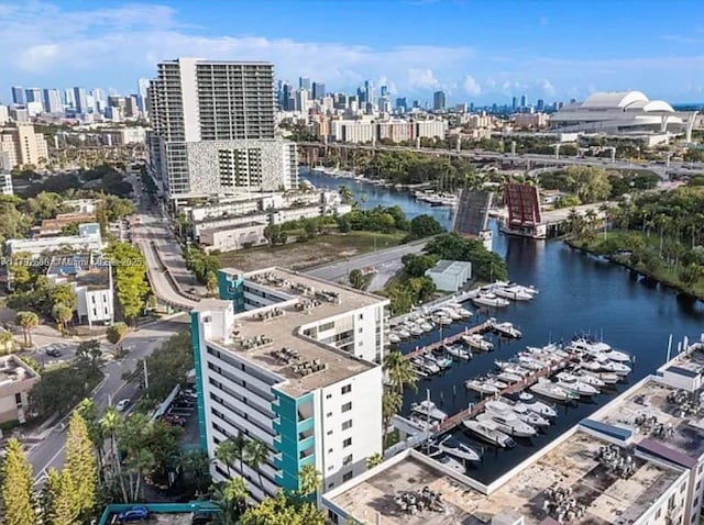 1700 NW N River Dr Unit 501, Miami, FL 33125 - birds eye view of property featuring a view of city and a water view