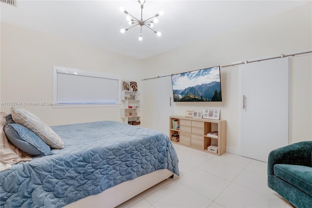 6470 SW 33rd St, Miami, FL 33155 - bedroom featuring a chandelier and light tile patterned floors