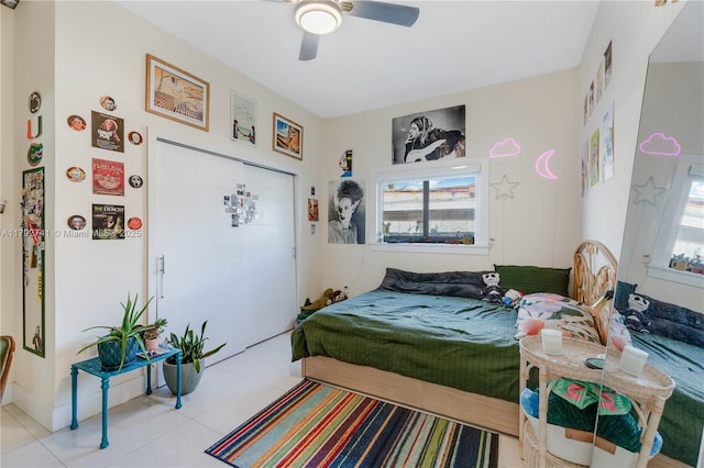 6470 SW 33rd St, Miami, FL 33155 - tiled bedroom with ceiling fan