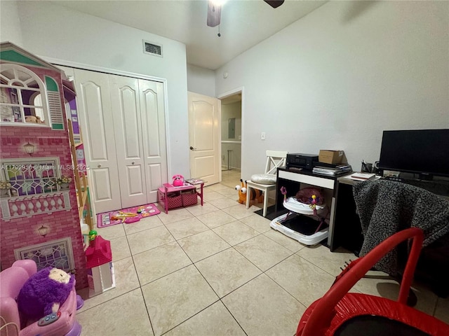 7514 NW 177th Ter Unit 7514, Hialeah, FL 33015 - office featuring ceiling fan, visible vents, light tile patterned floors, and electric panel