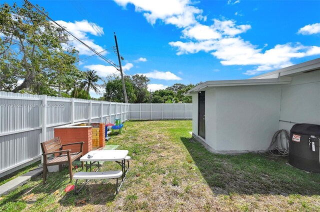 view of yard with a fenced backyard