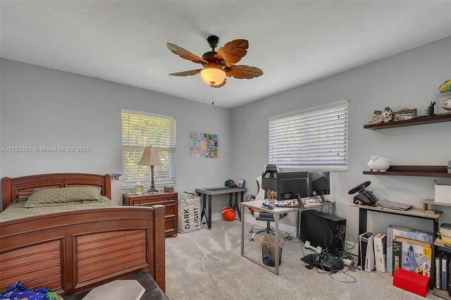 16840 SW 87th Ave, Palmetto Bay, FL 33157 - bedroom with carpet, multiple windows, an office area, and ceiling fan