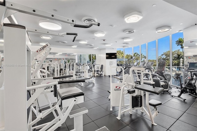 2127 Brickell Ave Unit 2704, Miami, FL 33129 - exercise room with a wall of windows
