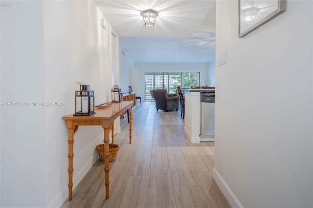 2751 N Palm Aire Dr Unit 310, Pompano Beach, FL 33069 - hallway with baseboards and light wood-style floors