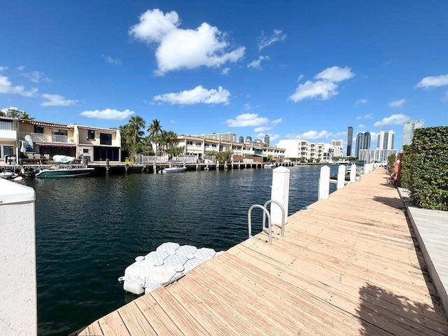 dock area featuring a water view