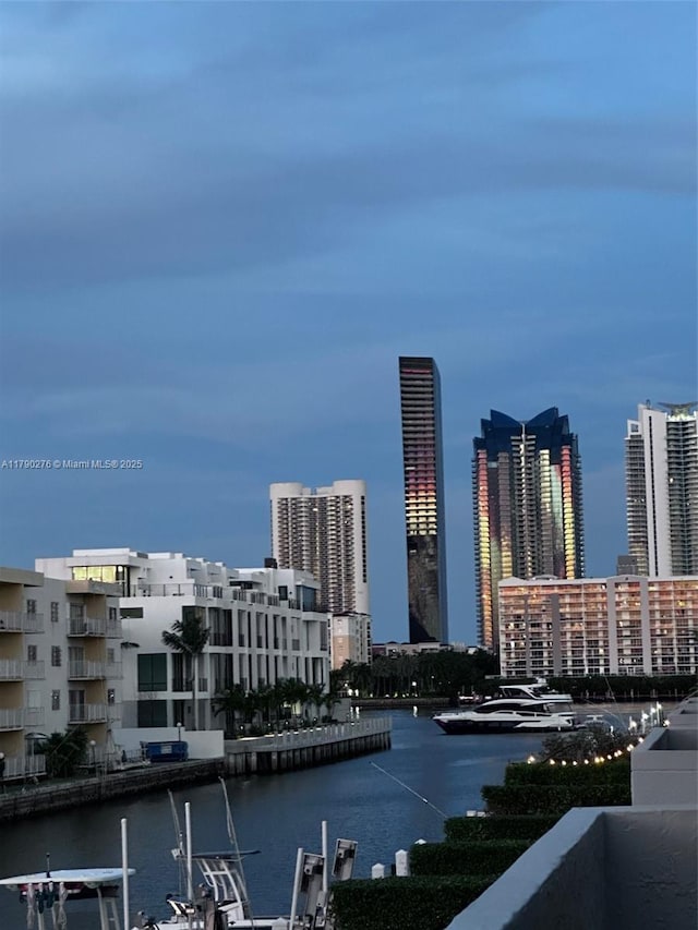 property's view of city with a water view