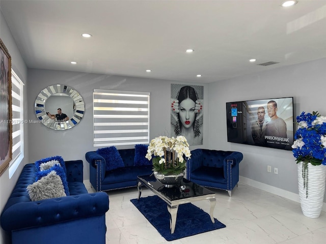 729 E 23rd St, Hialeah, FL 33013 - living area featuring recessed lighting and marble finish floor