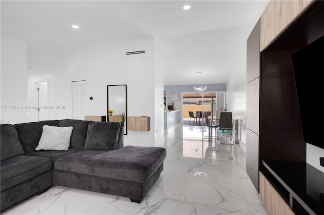 14712 SW 84th Ter, Miami, FL 33193 - living area featuring light marble finish flooring and recessed lighting
