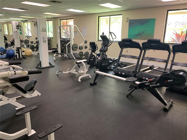 13120 SW 92nd Ave Unit B-222, Miami, FL 33176 - workout area with a drop ceiling and visible vents