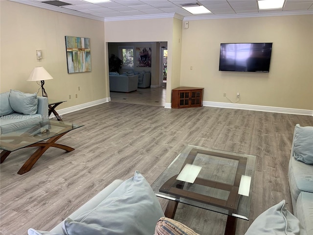 13120 SW 92nd Ave Unit B-222, Miami, FL 33176 - living area with baseboards, ornamental molding, and wood finished floors