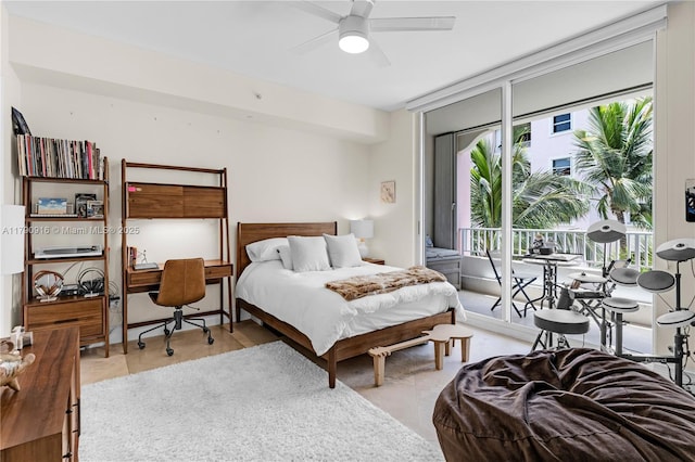 727 Crandon Blvd Unit 401, Key Biscayne, FL 33149 - bedroom featuring a ceiling fan and access to exterior